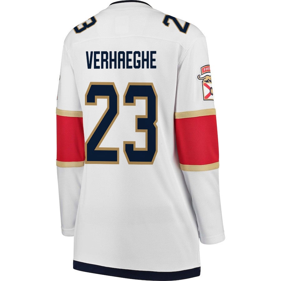 Carter Verhaeghe 23 Florida Panthers 2024 STANLEY CUP Final Away Breakaway White NHL Jersey Women's