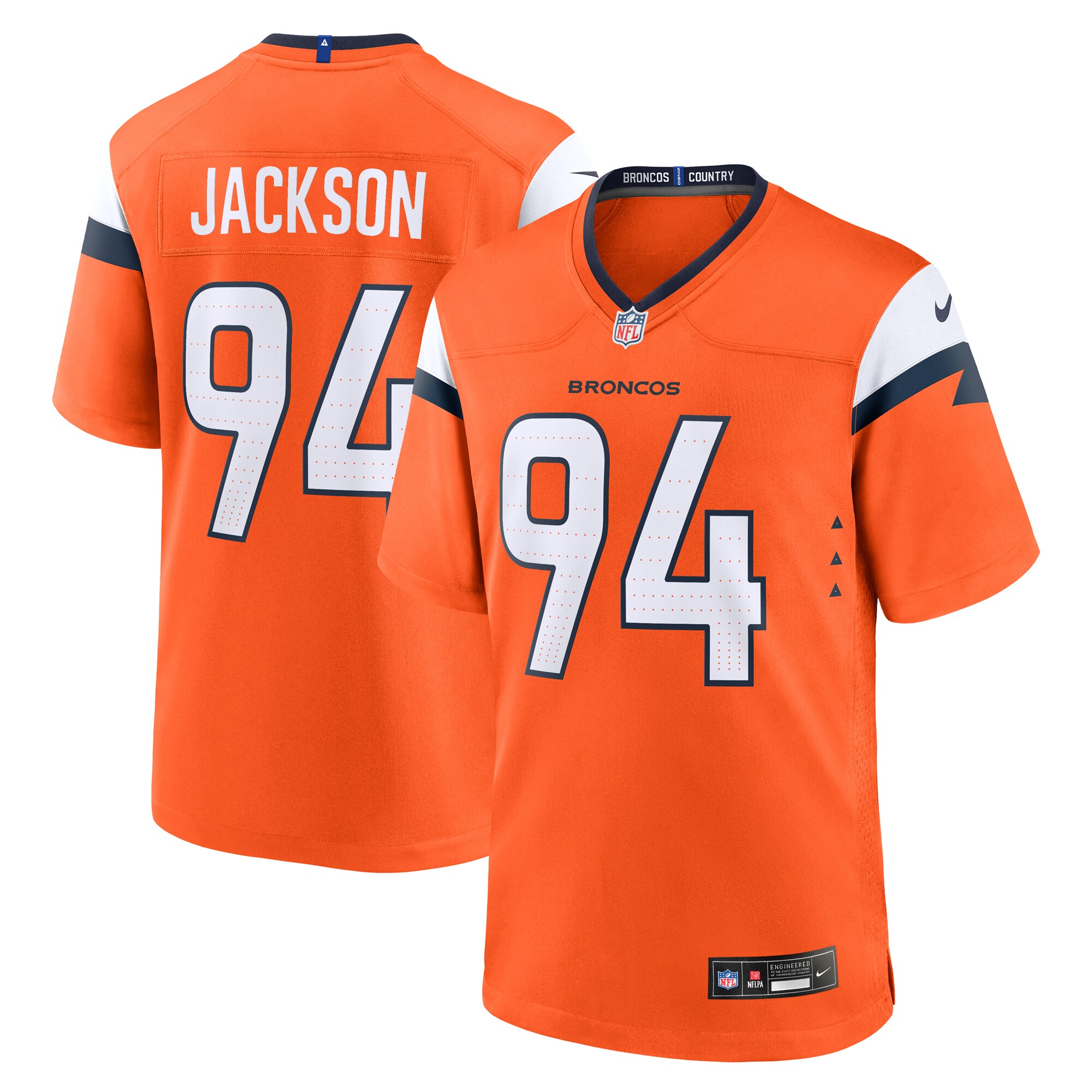 Denver Broncos Jackson Orange Team Game NFL Jersey Men's