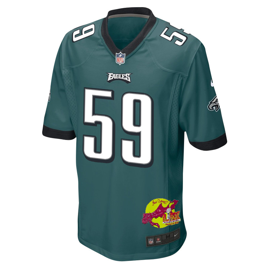 Thomas Booker IV 59 Philadelphia Eagles Super Bowl LIX New Orleans Patch Game Midnight Green NFL Jersey Men's