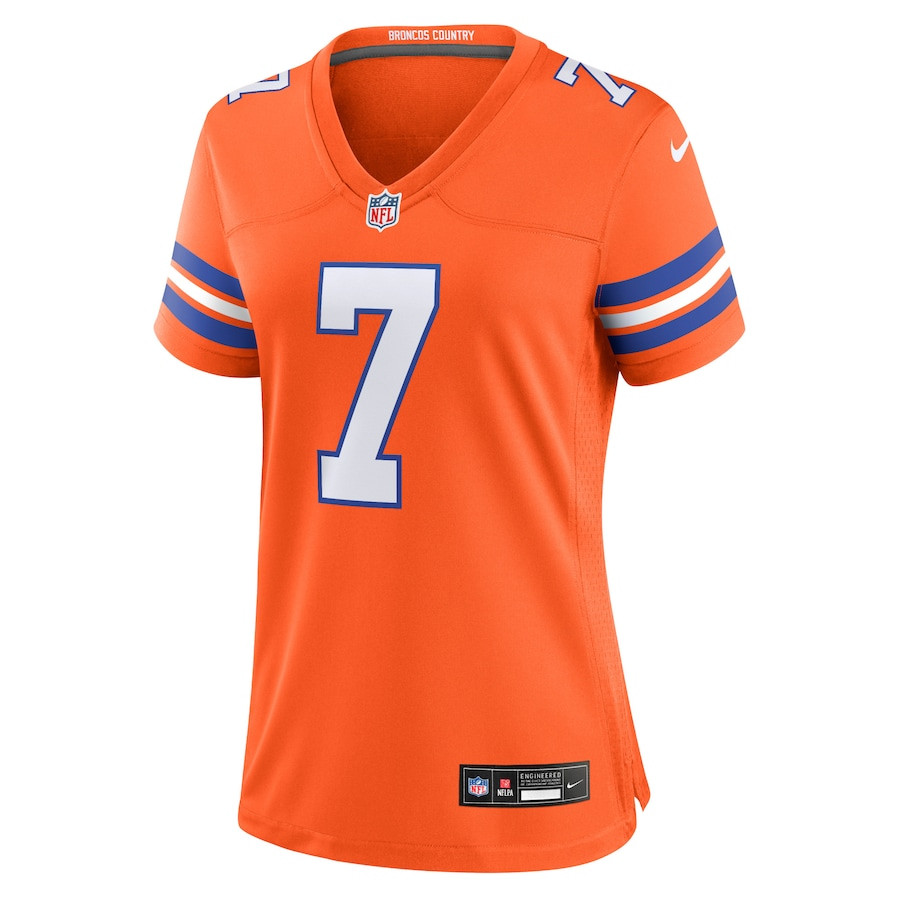 John Elway 7 Denver Broncos Mile High Collection 1977 Throwback Player Game Orange NFL Jersey Women's