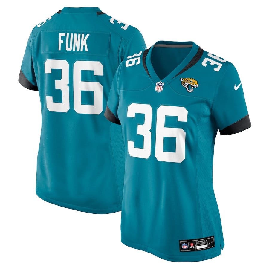 Jake Funk 36 Jacksonville Jaguars Team Game Teal NFL Jersey Women's