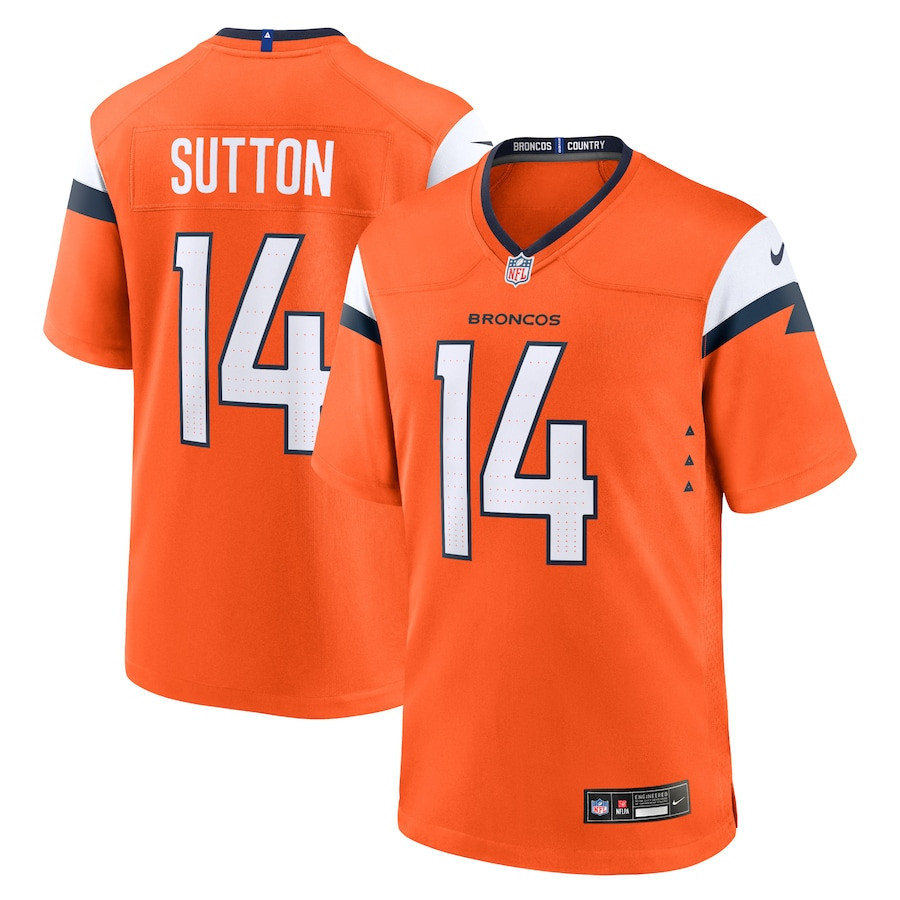 Courtland Sutton 14 Denver Broncos Game Orange NFL Jersey Men's
