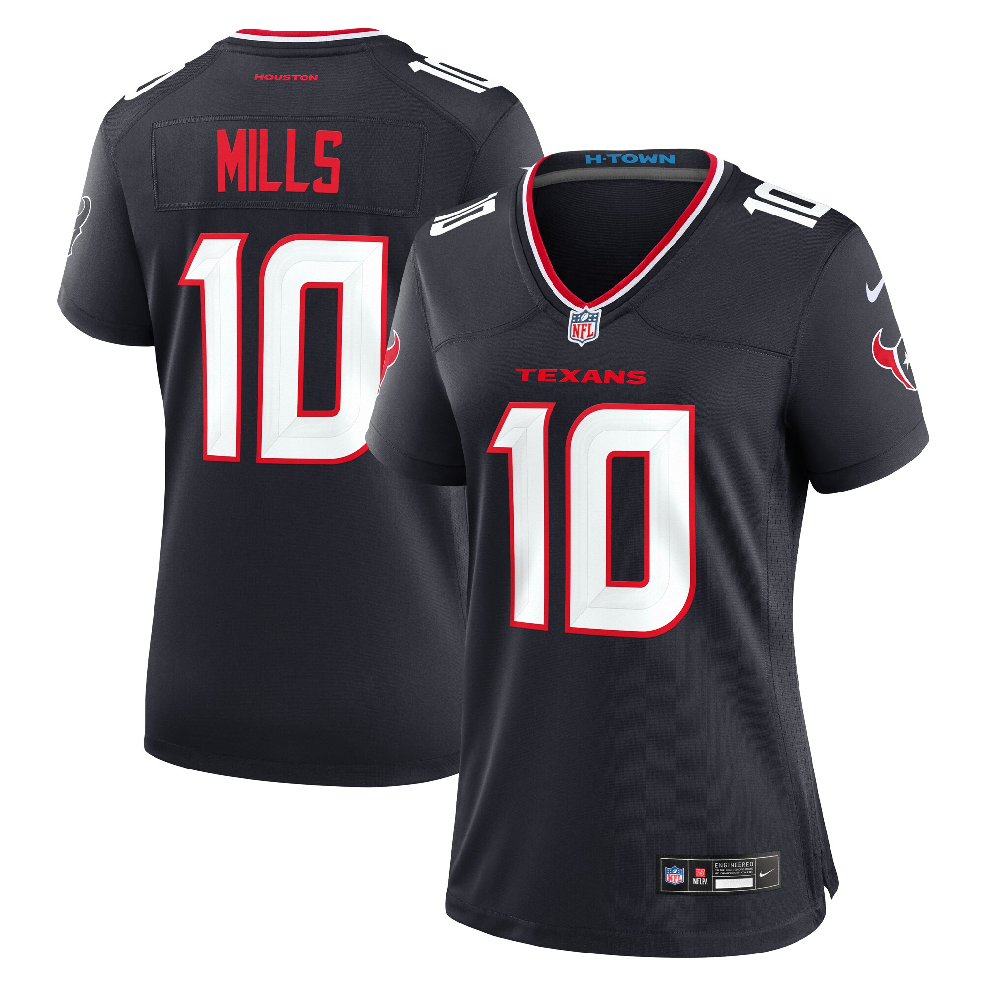 Houston Texans Davis Mills Navy Team Game NFL Jersey Women's