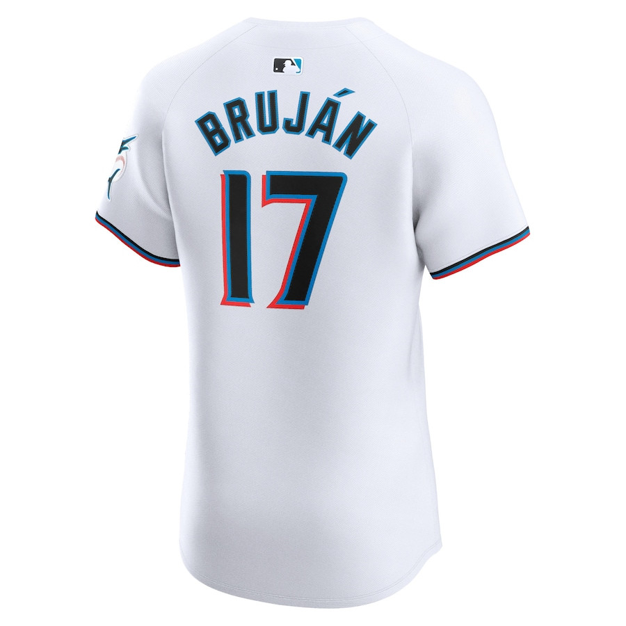 Vidal Brujan 17 Miami Marlins Home Elite Player White MLB Jersey Men's