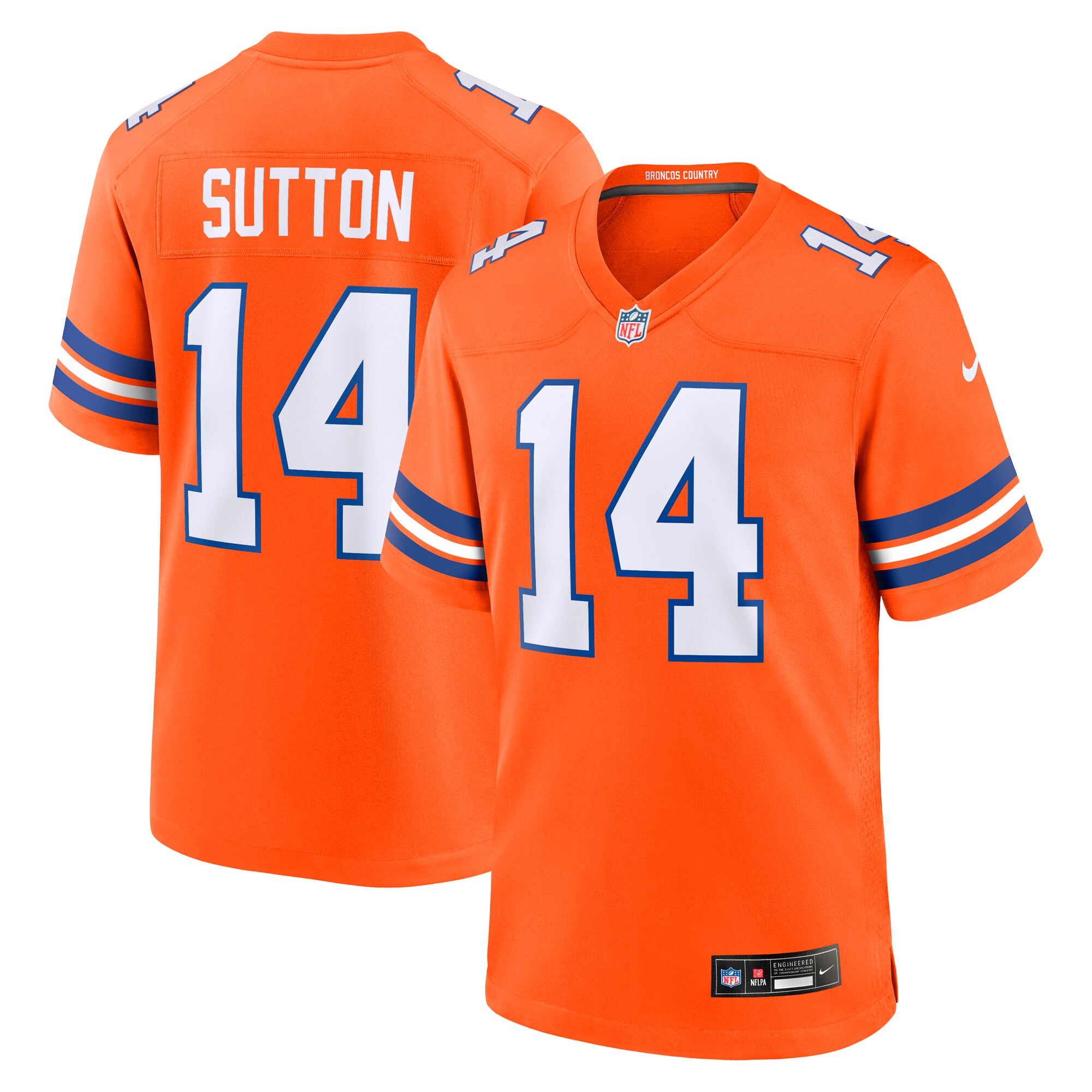 Denver Broncos Courtland Sutton Orange Mile High Collection 1977 Throwback Player Game NFL Jersey Men's