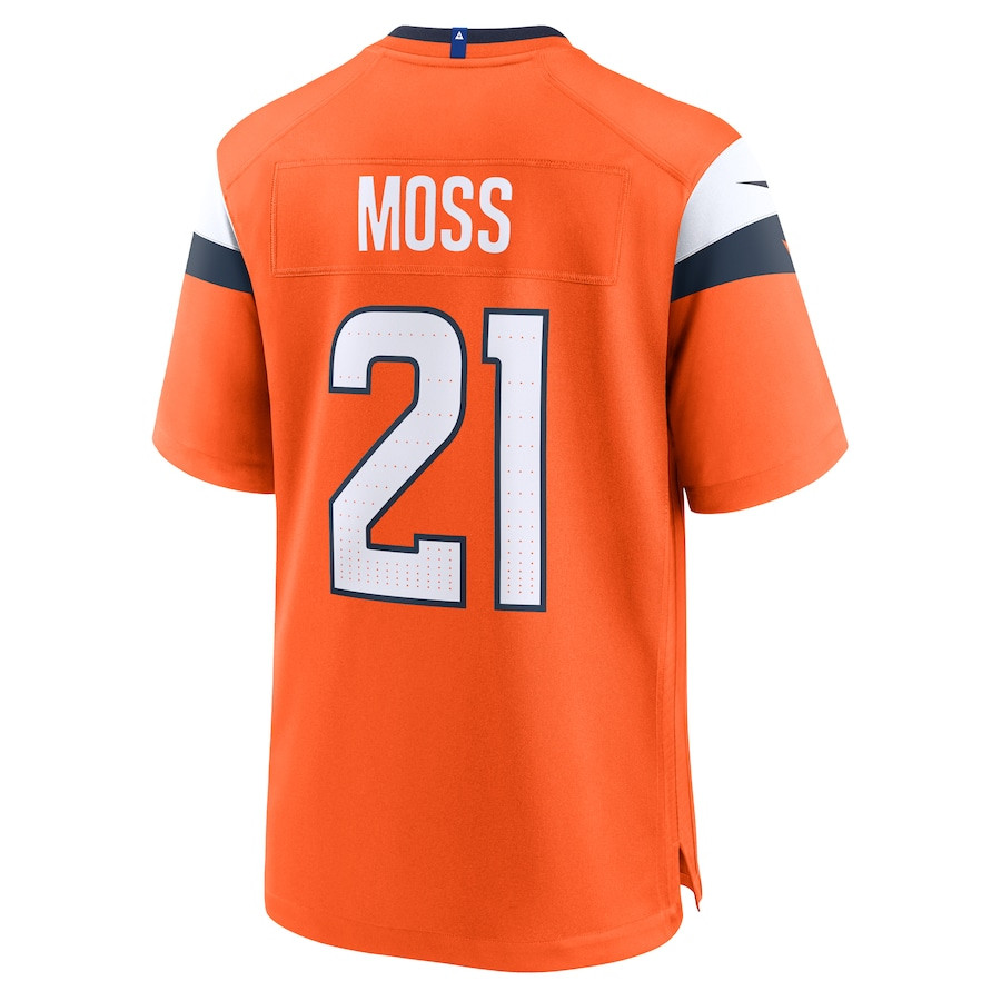 Riley Moss 21 Denver Broncos Team Game Orange NFL Jersey Men's