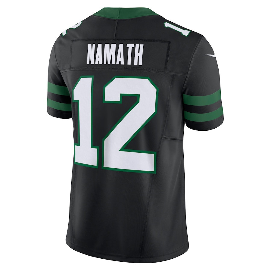 Joe Namath 12 New York Jets Alternate Game Legacy Black NFL Jersey Men's