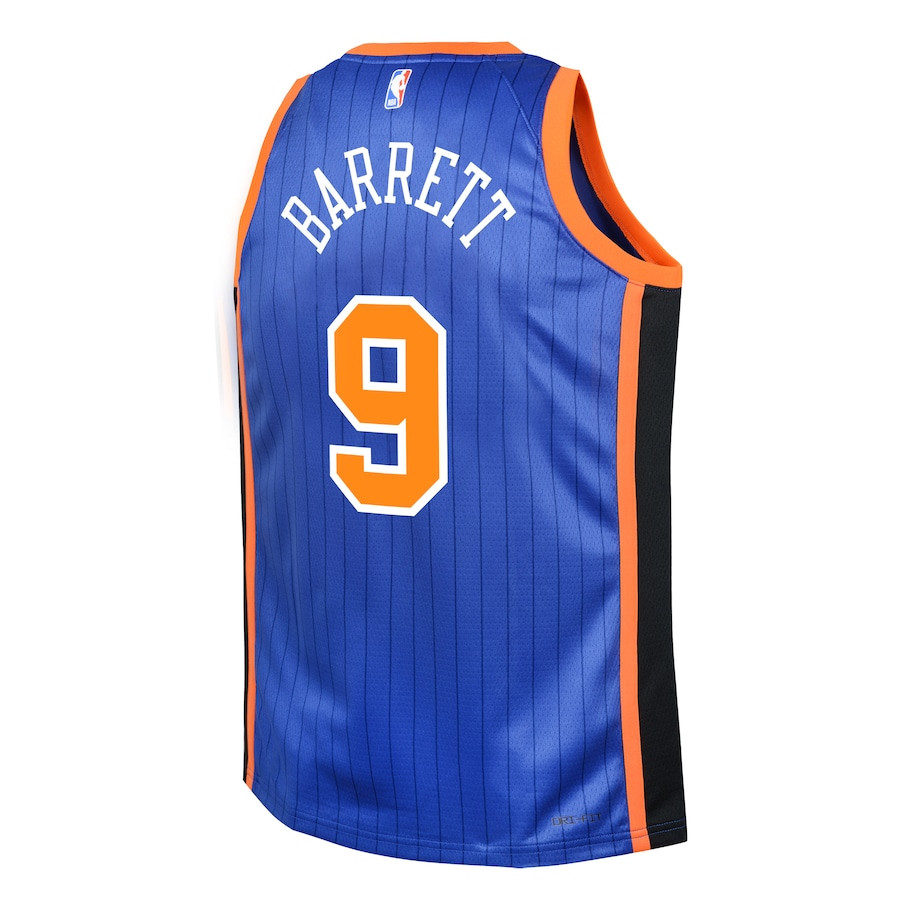 RJ Barrett 9 New York Knicks 2023/24 City Edition Swingma Blue NBA Jersey Youth