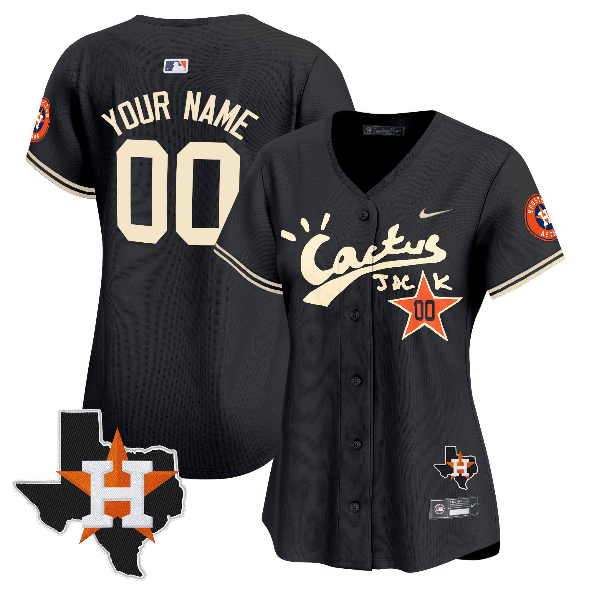 Houston Astros Cactus Jack Houston Patch Custom Limited MLB Jersey Women's