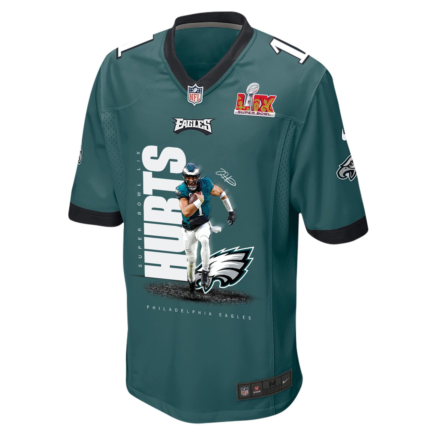 Jalen Hurts 1 Philadelphia Eagles Hurts So Good' Game Midnight Green NFL Jersey Men's