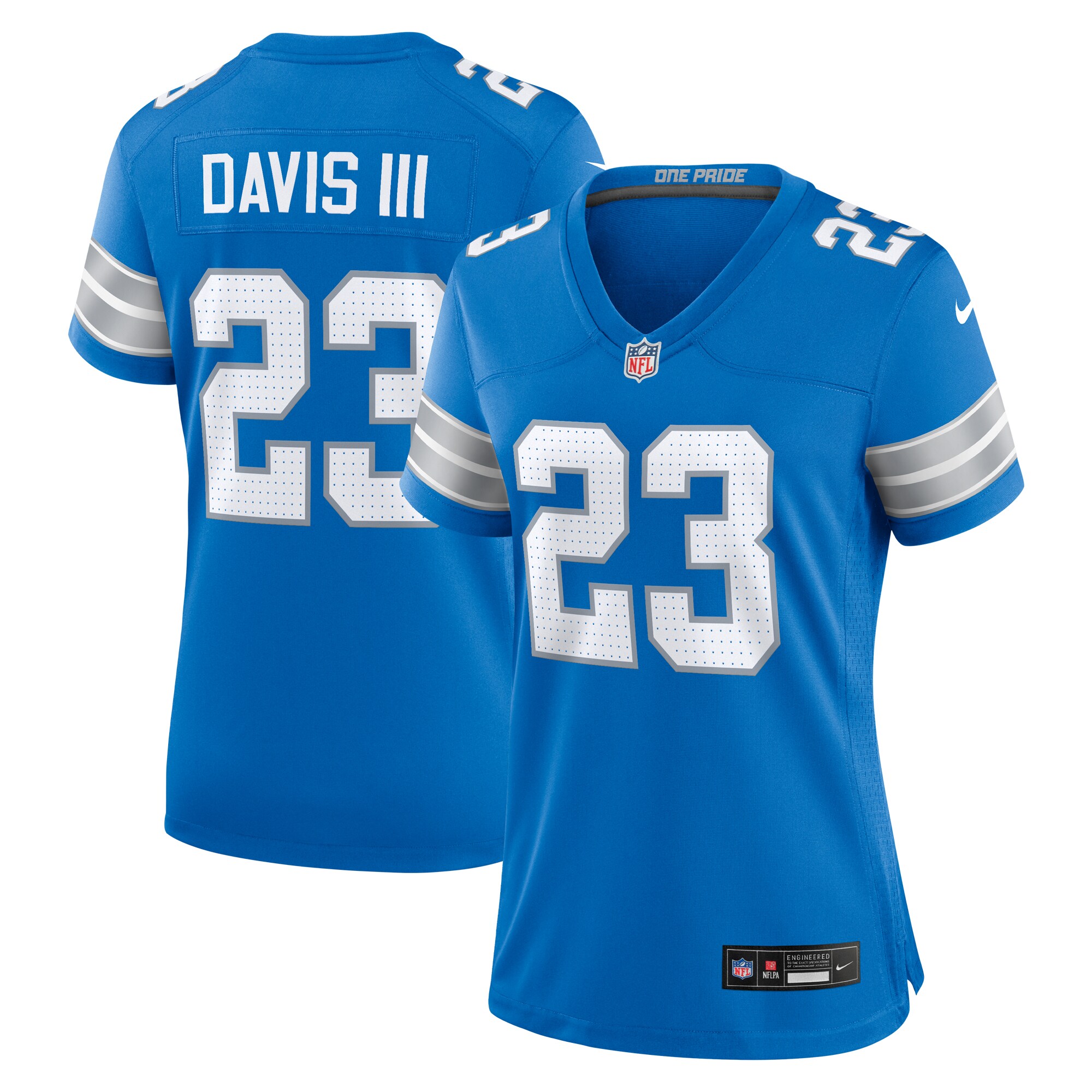 Detroit Lions Carlton Davis III Blue Game NFL Jersey Women's