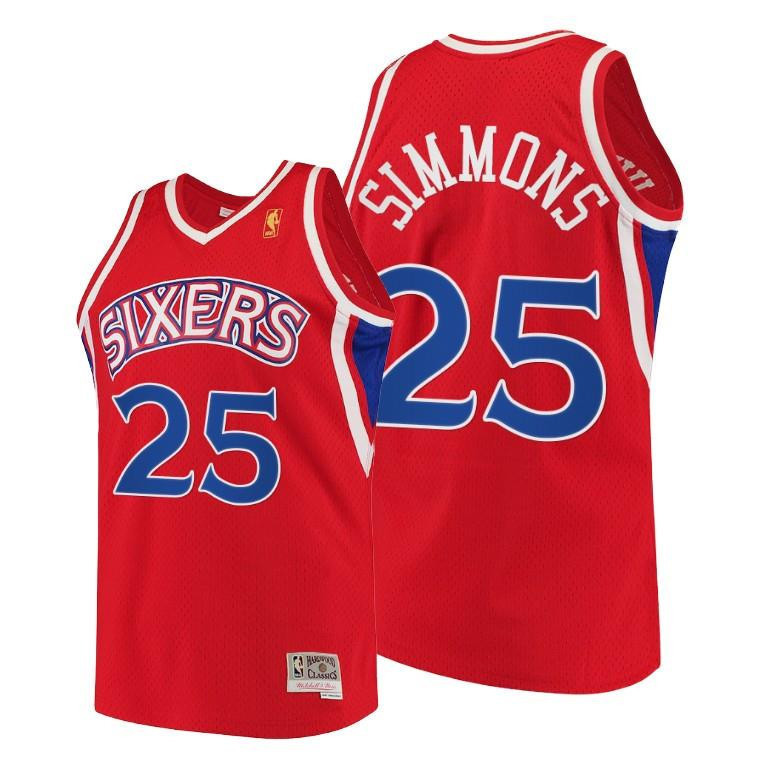 Ben Simmons Philadelphia 76ers Red Throwback 90s HWC Swingman NBA Jersey Men's