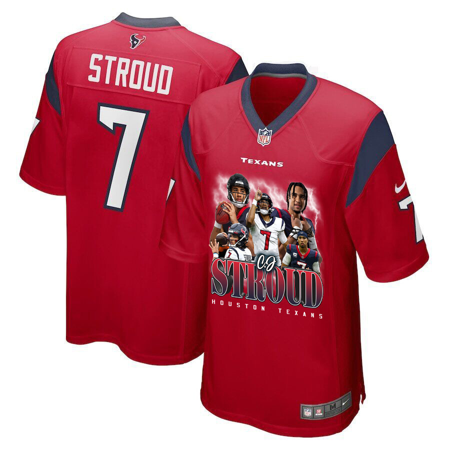 C.J. Stroud 7 Houston Texans The Chosen One Game Red NFL Jersey Men's