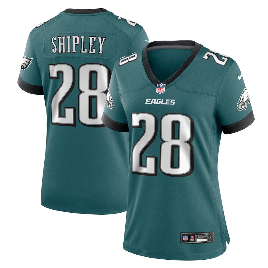 Will Shipley 28 Philadelphia Eagles Team Game Midnight Green NFL Jersey Women's