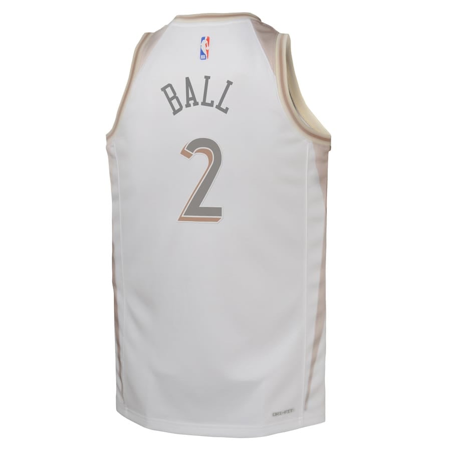 Lonzo Ball 2 Chicago Bulls 2024/25 Swingman Playe City Editio White NBA Jersey Youth
