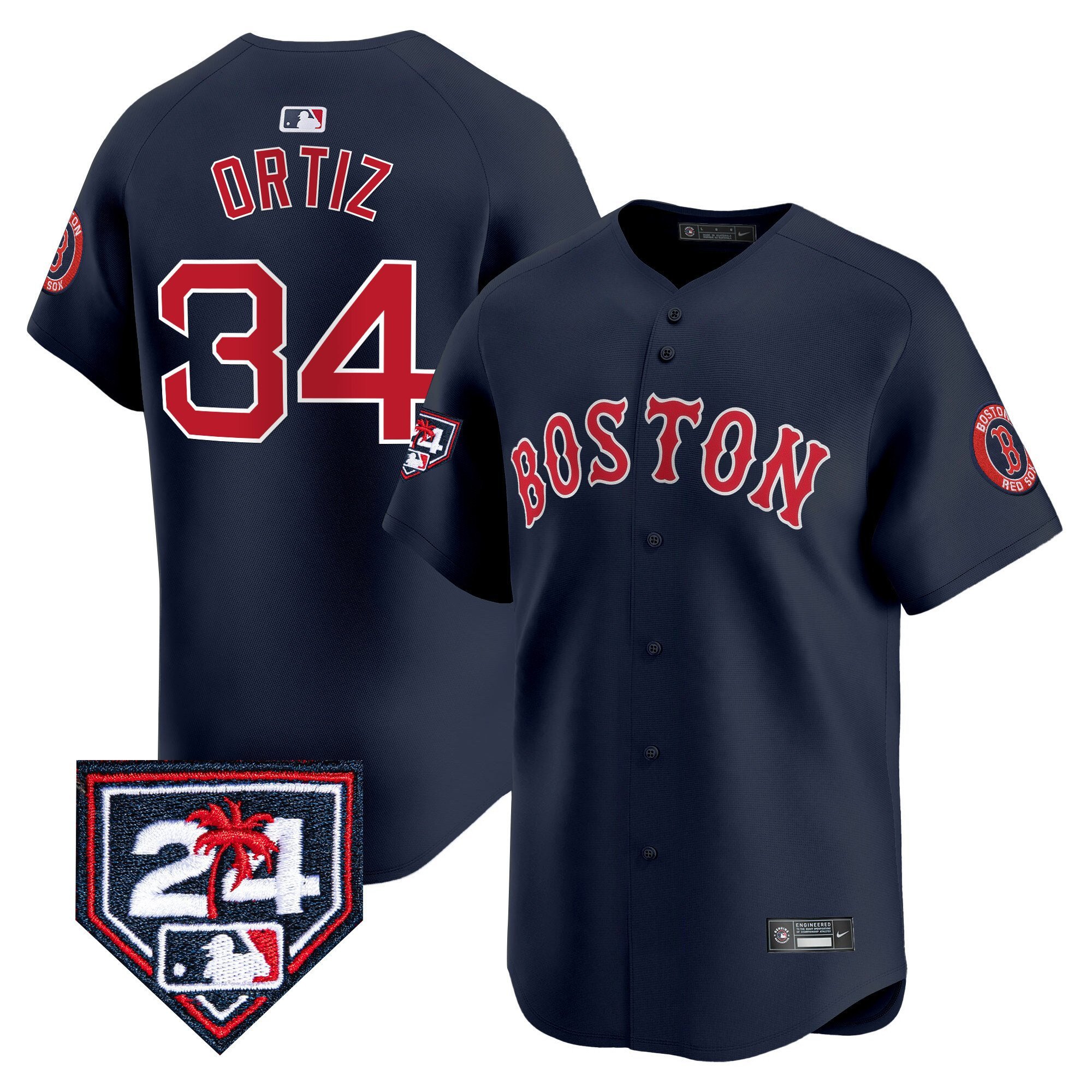 David Ortiz 34 Boston Red Sox 2024 Spring Training Navy MLB Jersey Men's