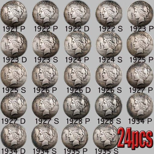 The Complete Collection of 1921~1935 Peace Silver Dollar 24Pcs