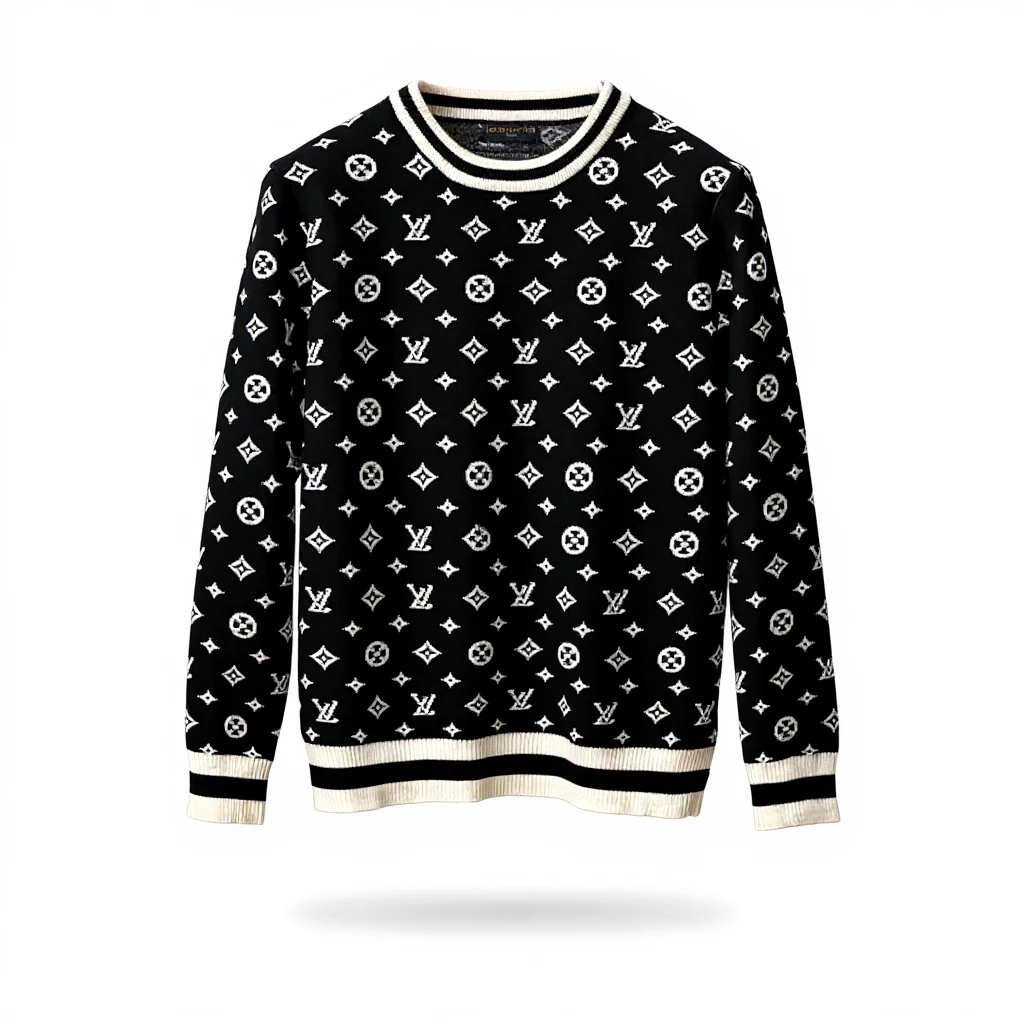 Black Monogram Knit Sweater