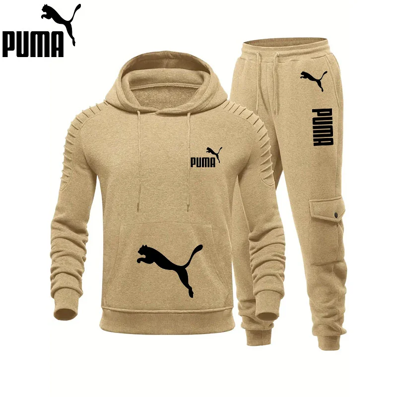 Kurtka z kapturem i ociepleniem w najnowszym stylu 2025 + spodnie dresowe Puma® dla mężczyzn