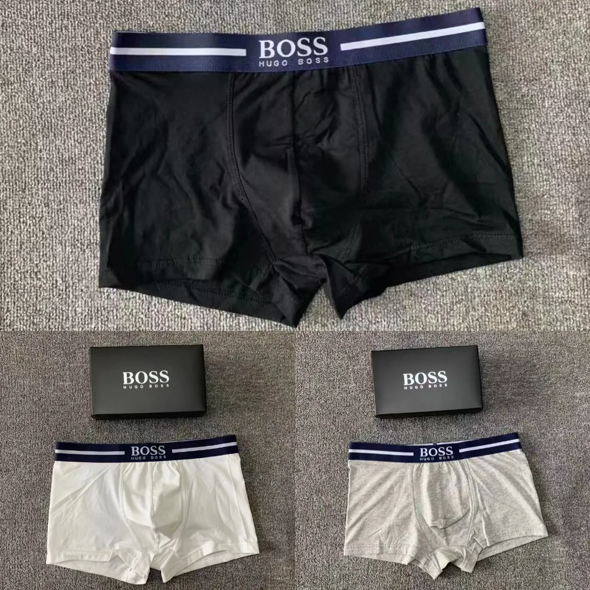 Men's logo side mixed color boxer briefs 3 pack