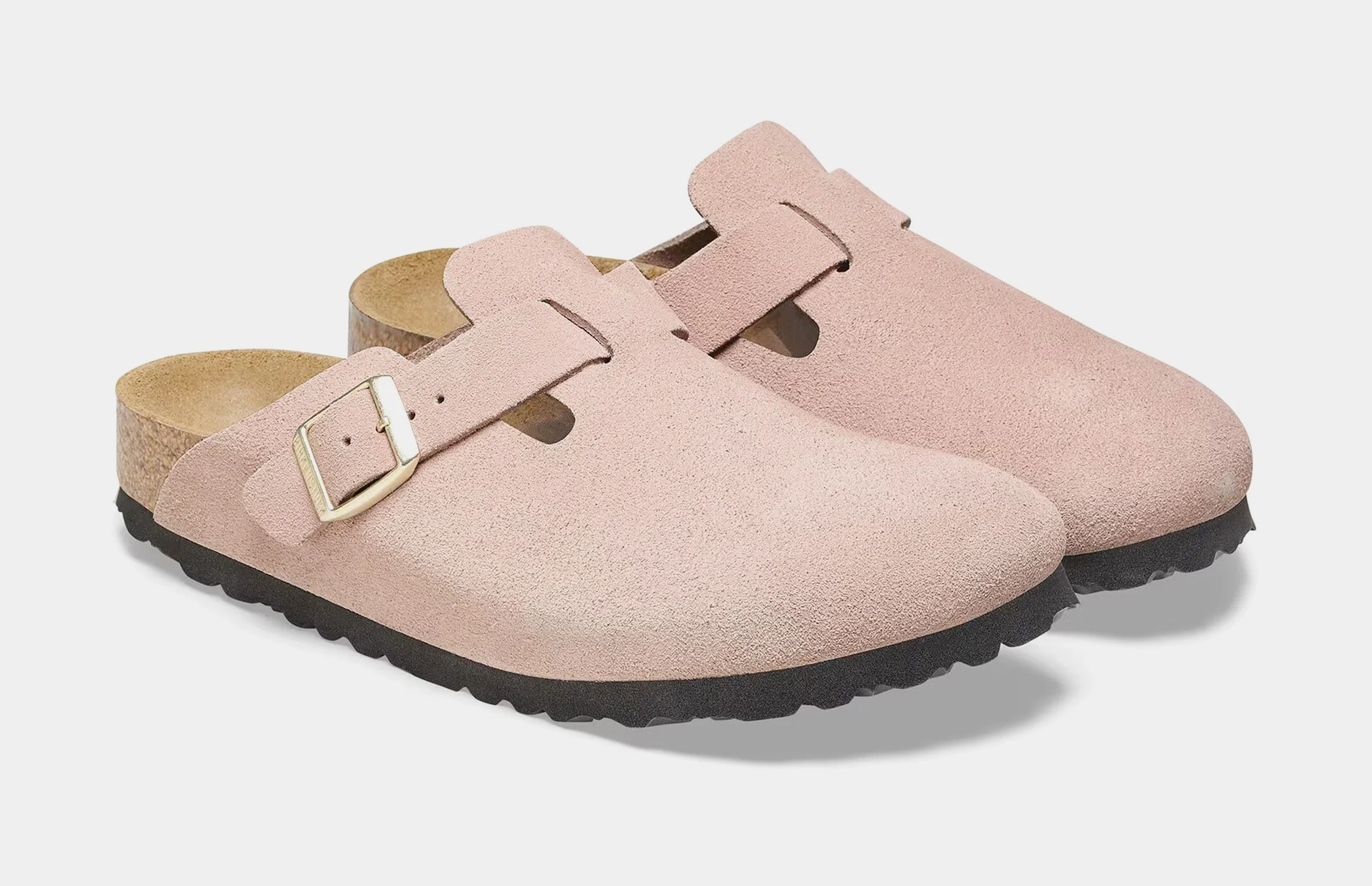 Boston Suede Leather Womens Sandals (Pink/Gold)