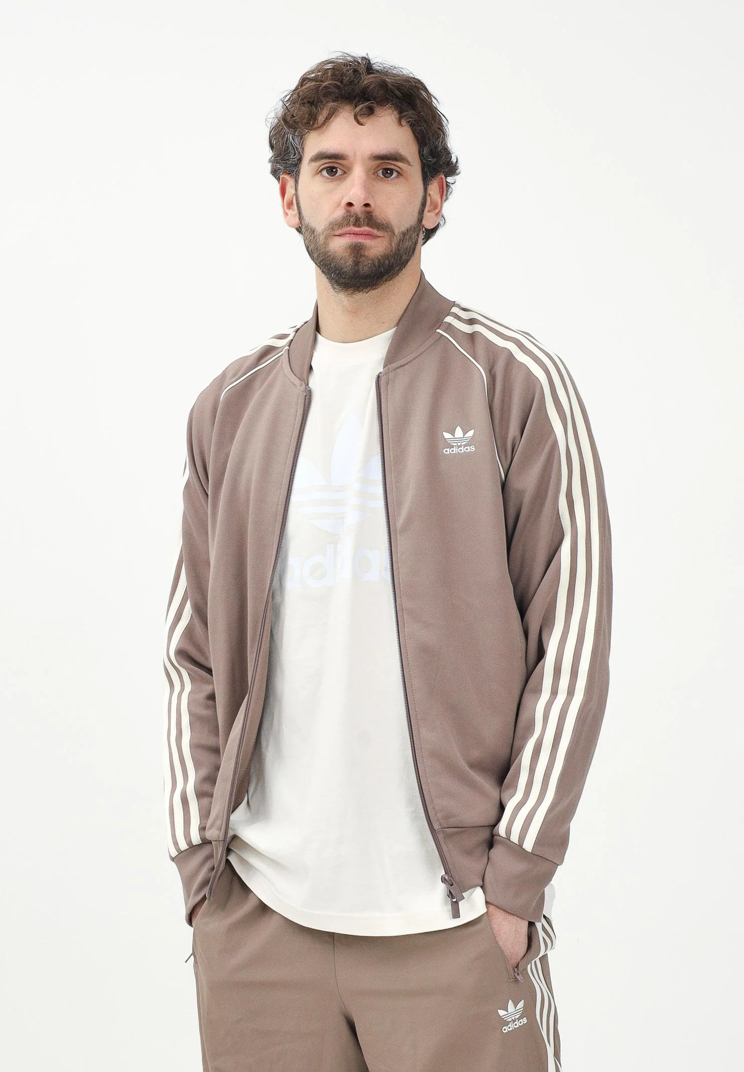 ADIDAS ORIGINALS Adicolor Classics SST brown zip sweatshirt for men