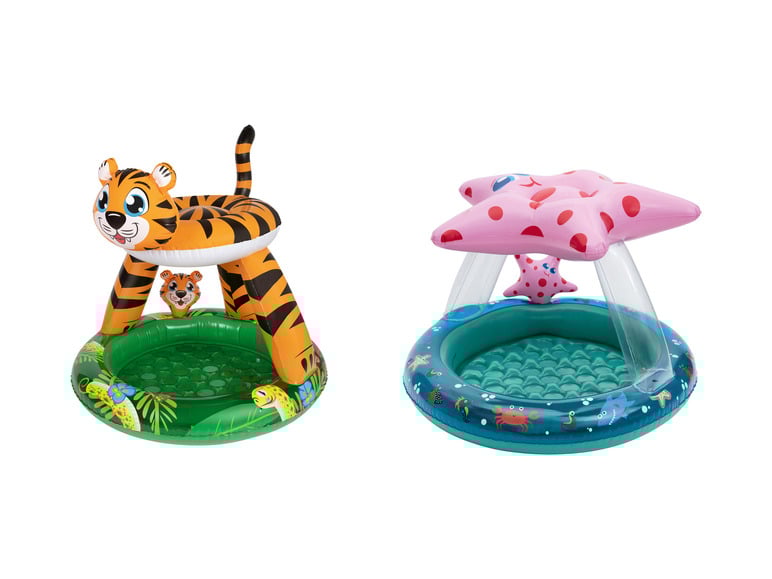 Playtive Kleinkinderplanschbecken, mit weichem Luftpolsterboden und Dach