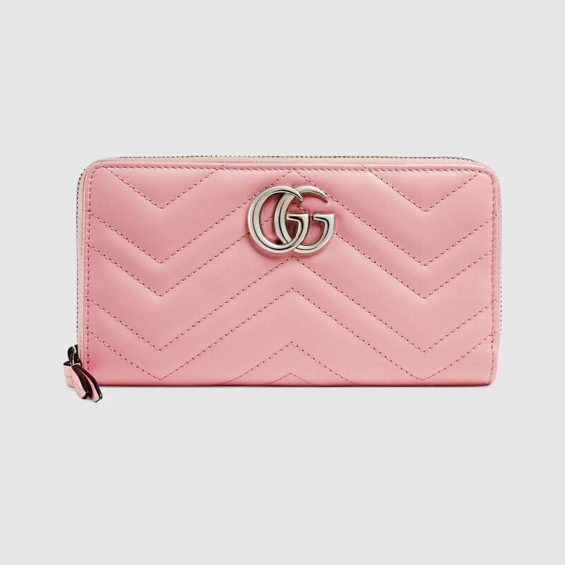 Gucci GG Women GG Marmont Zip Around Wallet Matelassé Leather