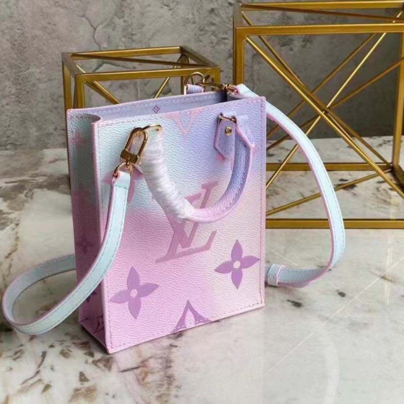 Louis Vuitton Women Petit Sac Plat Sunrise Pastel Monogram Coated Canvas Cowhide