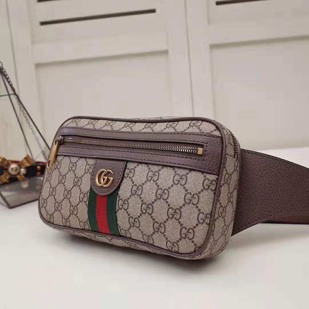 Gucci GG Unisex Ophidia GG Belt Bag in Beige/Ebony Soft GG Supreme Canvas