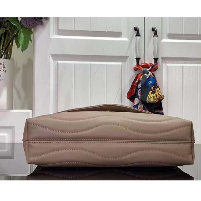 Louis Vuitton LV Women New Wave Chain Bag GM Dark Taupe Quilted Smooth Calf Leather