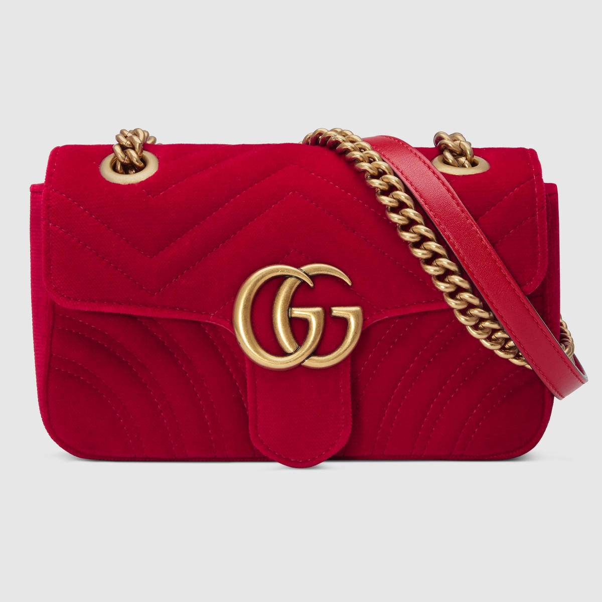 Gucci GG Marmont Mini Chain Shoulder Bag in Velvet