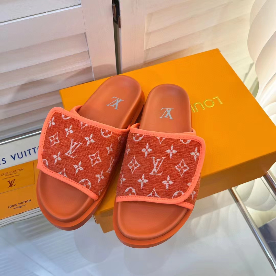 Louis Vuitton LV Unisex Miami Mule Orange Mini Monogram Textile Anatomic Insole