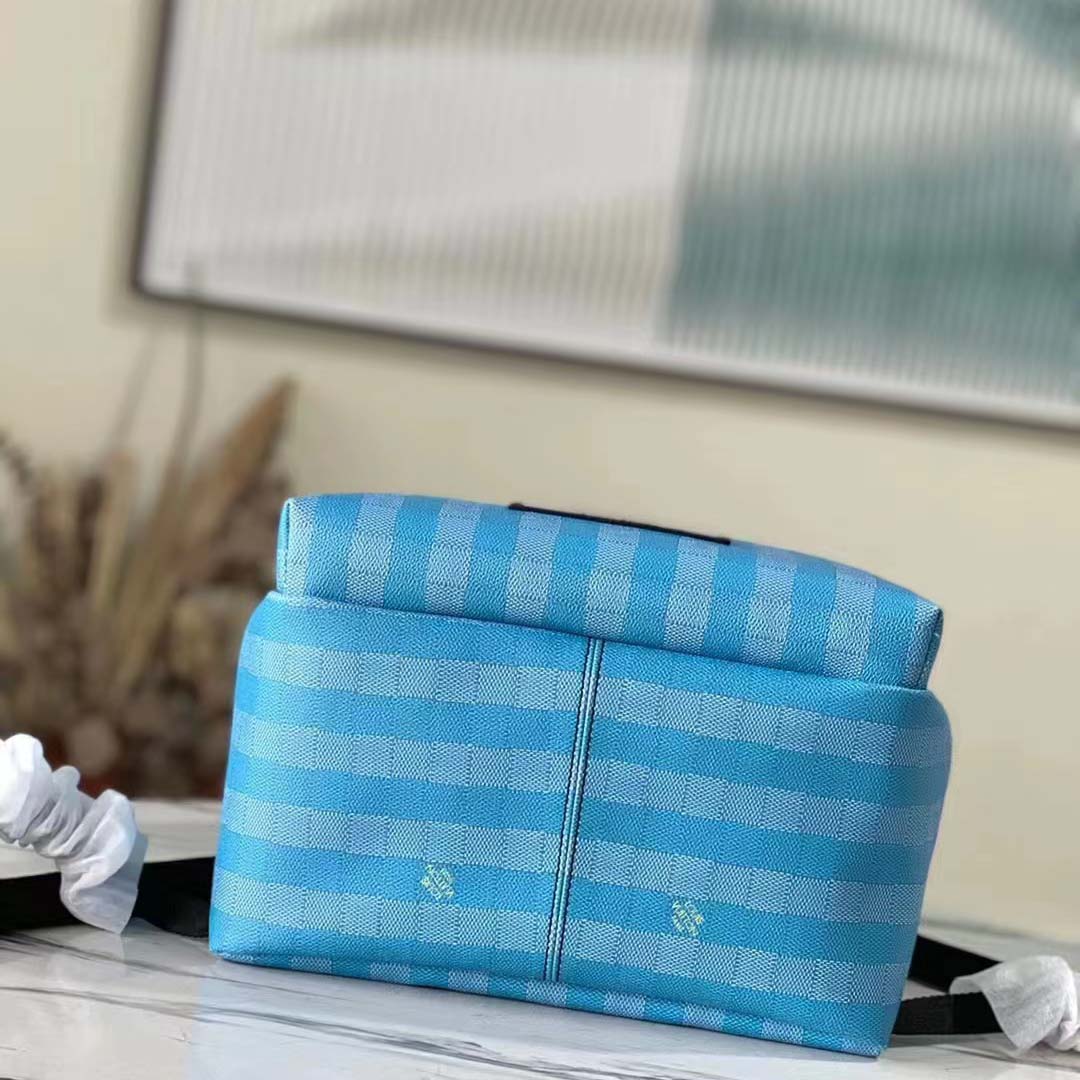 Louis Vuitton LV Unisex Discovery Backpack Gradient Blue Damier Stripes Coated Canvas