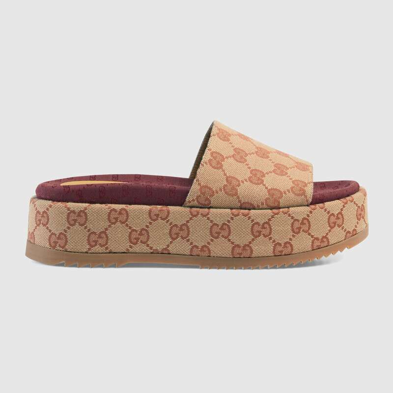 Gucci Women’s Original GG Slide Sandal 6.1cm Height-Brown