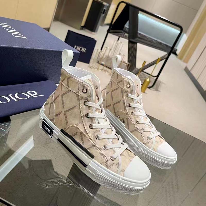 Dior Unisex B23 High Top Sneaker Natural CD Diamond Canvas