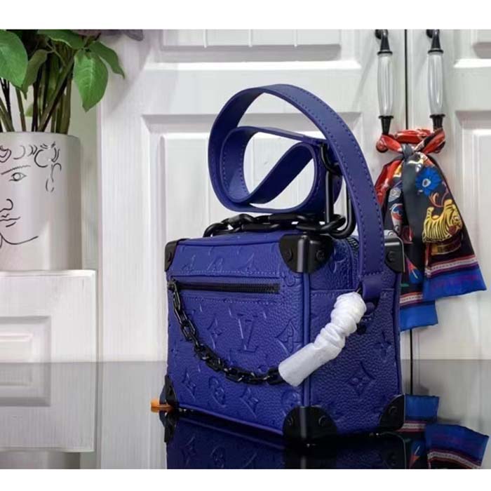 Louis Vuitton Unisex Mini Soft Trunk Racing Blue Embossed Taurillon Monogram Cowhide Leather