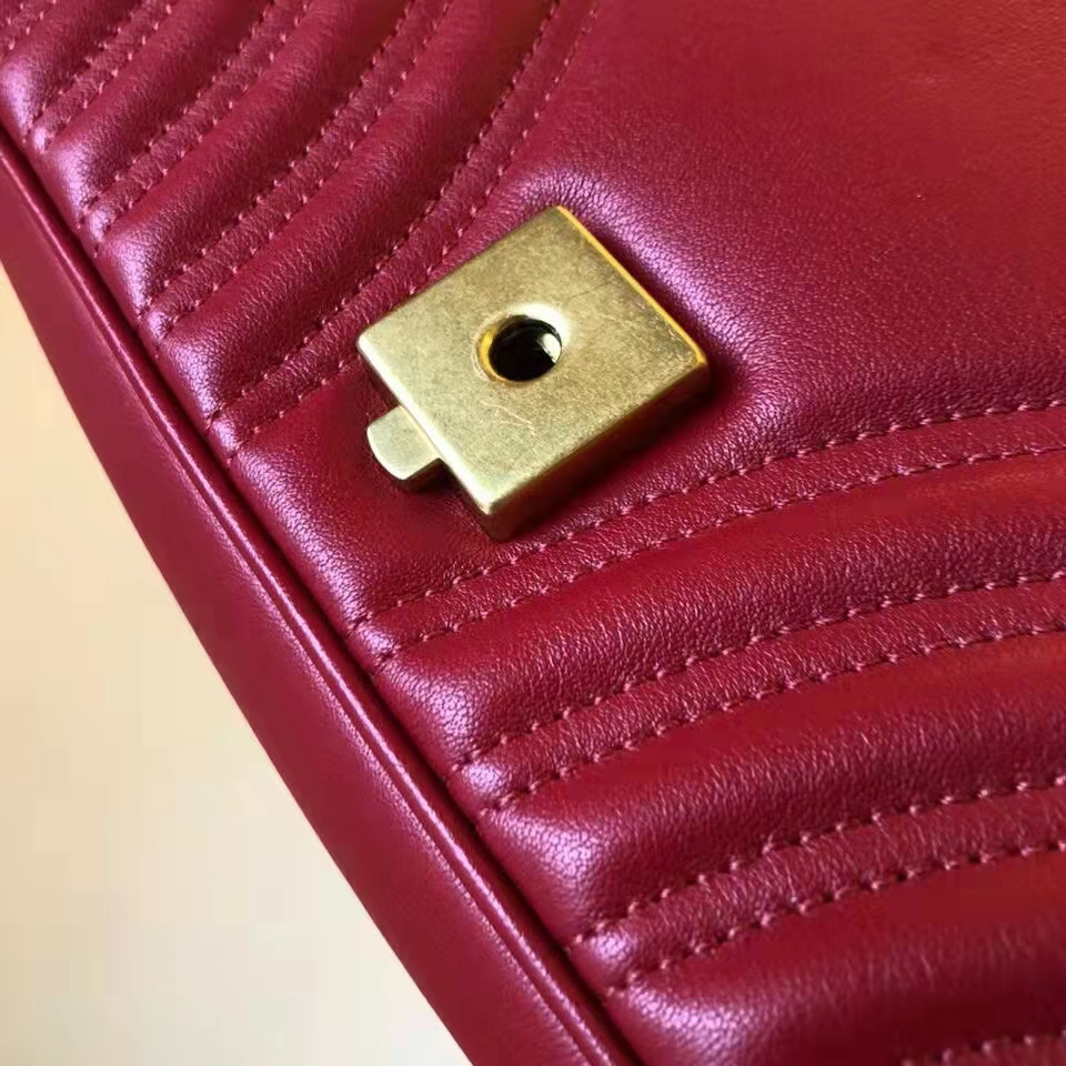 Gucci GG Women GG Marmont Small Matelassé Shoulder Bag Red Double G