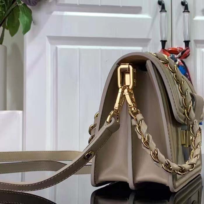 Louis Vuitton LV Women Mini Dauphine Handbag Poivre Brown Epi Grained Cowhide Leather