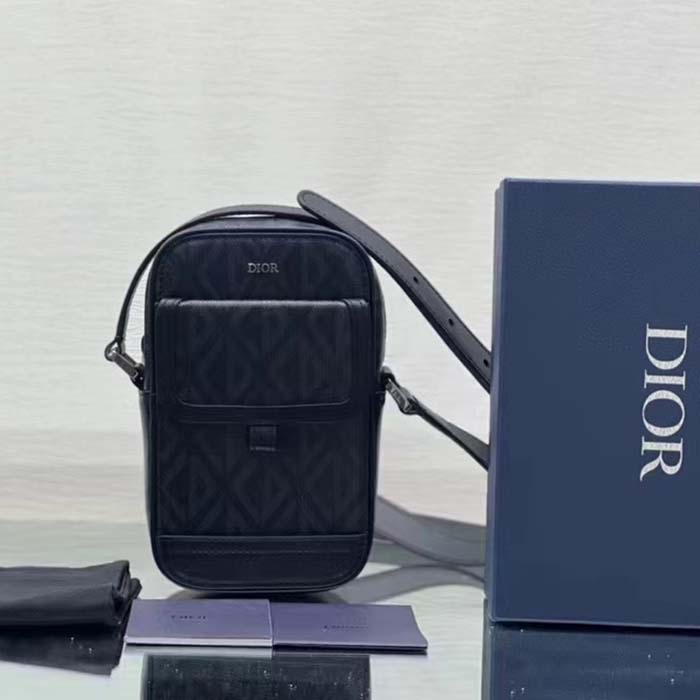 Dior Unisex Hit The Road Vertical Pouch Black CD Diamond Canvas