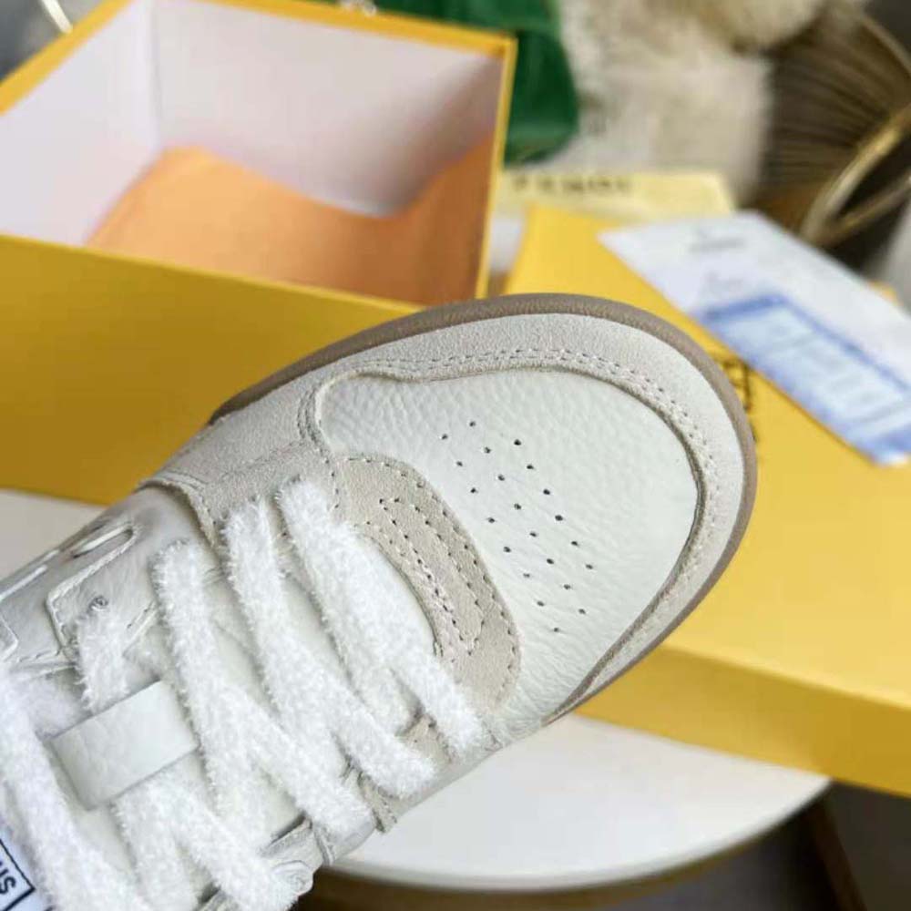 Fendi Unisex Match White Suede Low Tops
