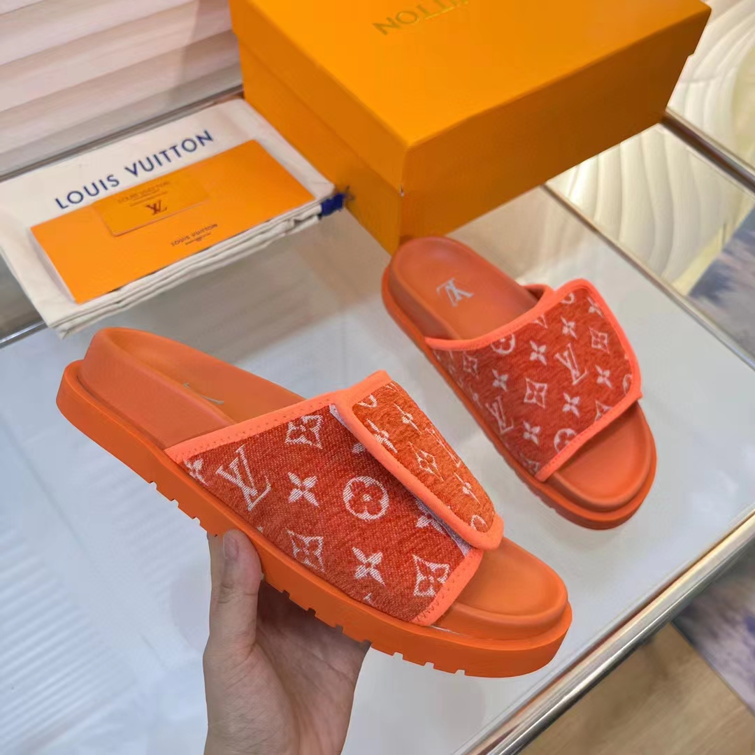 Louis Vuitton LV Unisex Miami Mule Orange Mini Monogram Textile Anatomic Insole