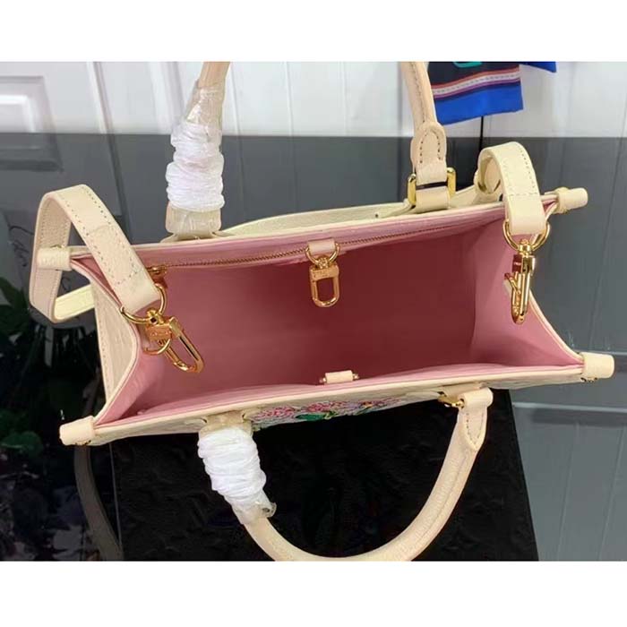 Louis Vuitton Women LV x YK OnTheGo Mini White Embossed Grained Monogram Cowhide Leather