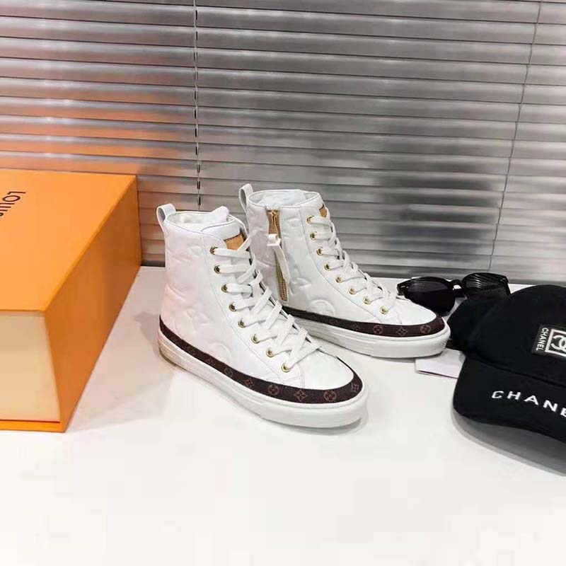 Louis Vuitton LV Women Stellar Sneaker Boot in Soft White Calfskin Leather