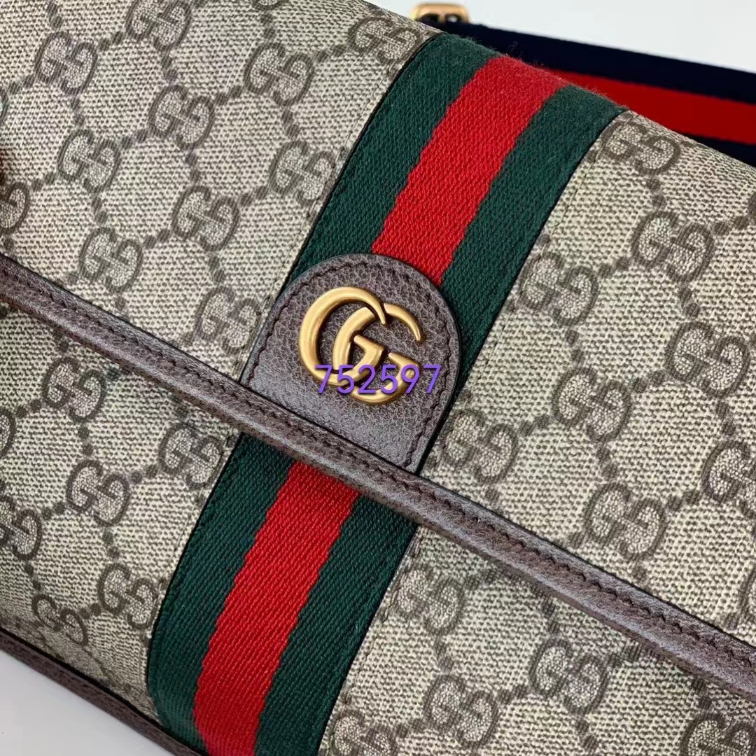 Gucci Unisex Ophidia GG Small Belt Bag Beige Ebony GG Supreme Canvas Double G