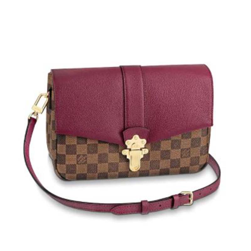 Louis Vuitton LV Women Clapton Bag in Damier Ebene Canvas Grained Calf Leather