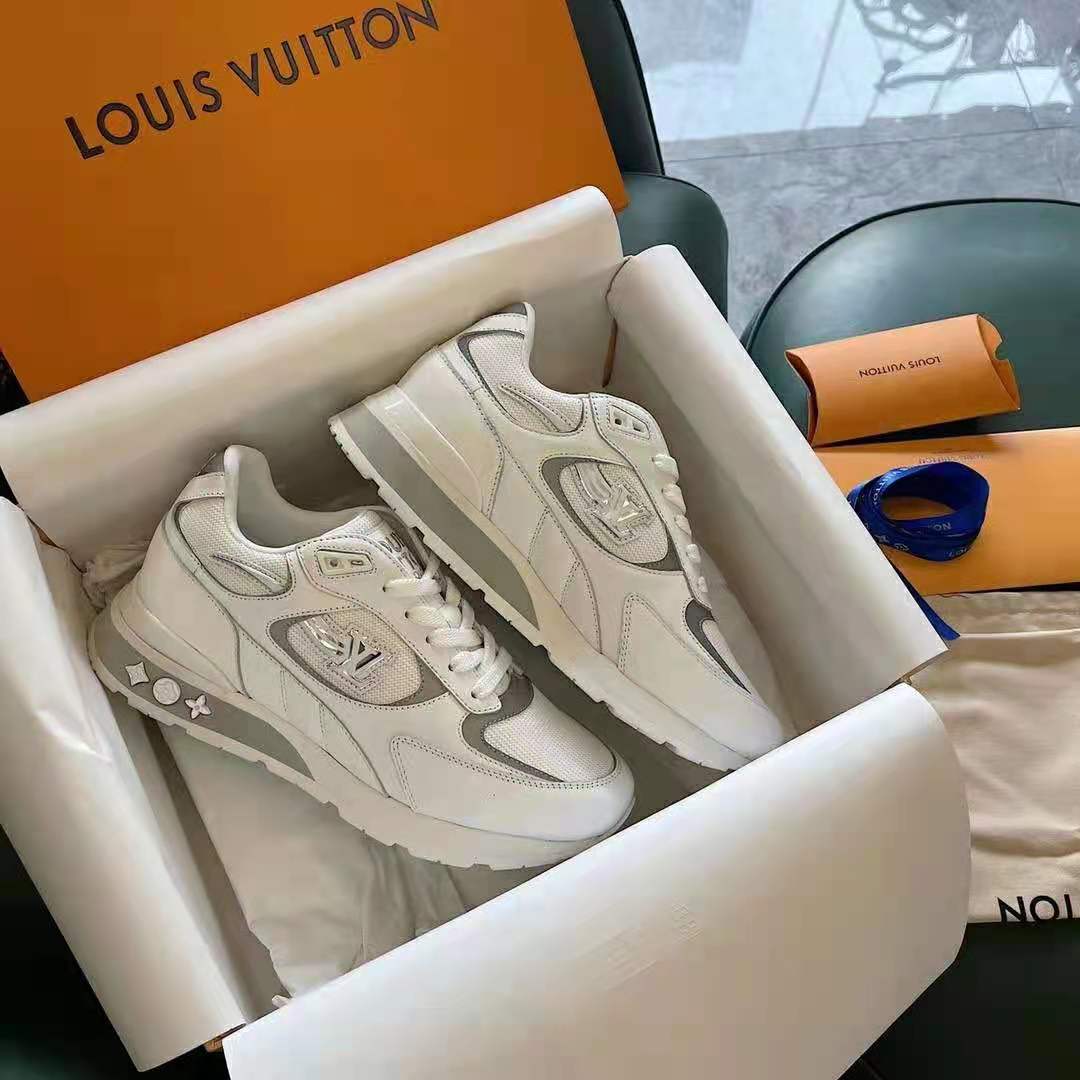 Louis Vuitton Men Run Away Sneaker White Mix of Materials Monogram Flowers