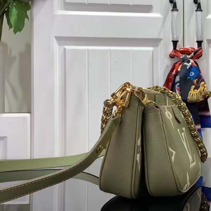 Louis Vuitton Women Multi Pochette Accessoires Light Khaki Cream Monogram Empreinte Embossed Grained Cowhide Leather