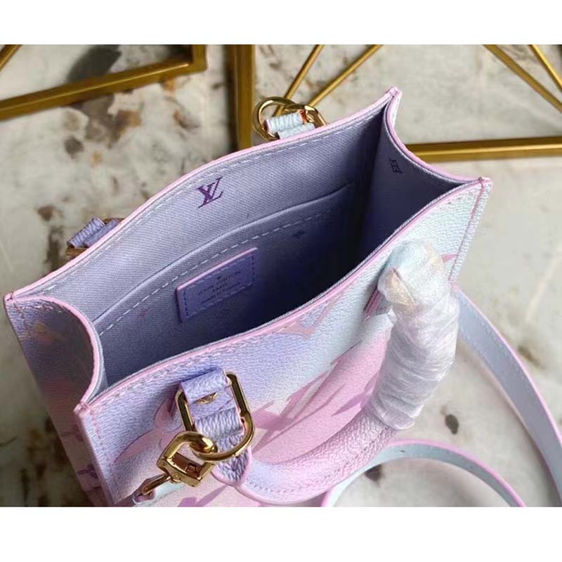 Louis Vuitton Women Petit Sac Plat Sunrise Pastel Monogram Coated Canvas Cowhide