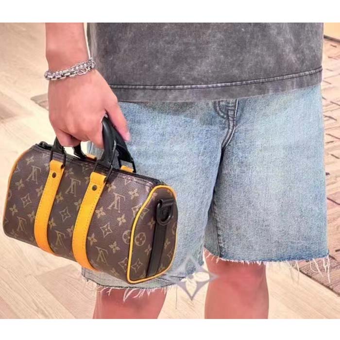 Louis Vuitton LV Unisex Keepall Bandoulière 25 Radiant Sun Monogram Macassar Coated Canvas